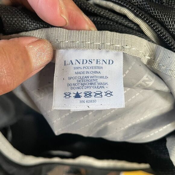 LANDS' END Black Square BIG DUFFLE TRAVEL BAG 30"  monogram - Picture 12 of 13